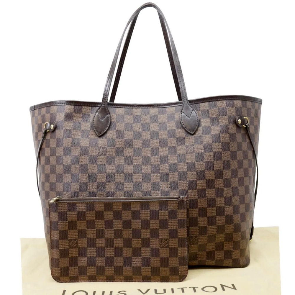 LOUIS VUITTON Damier Ebene Neverfull GM WITH: LV Dust Bag Pochette Organizer